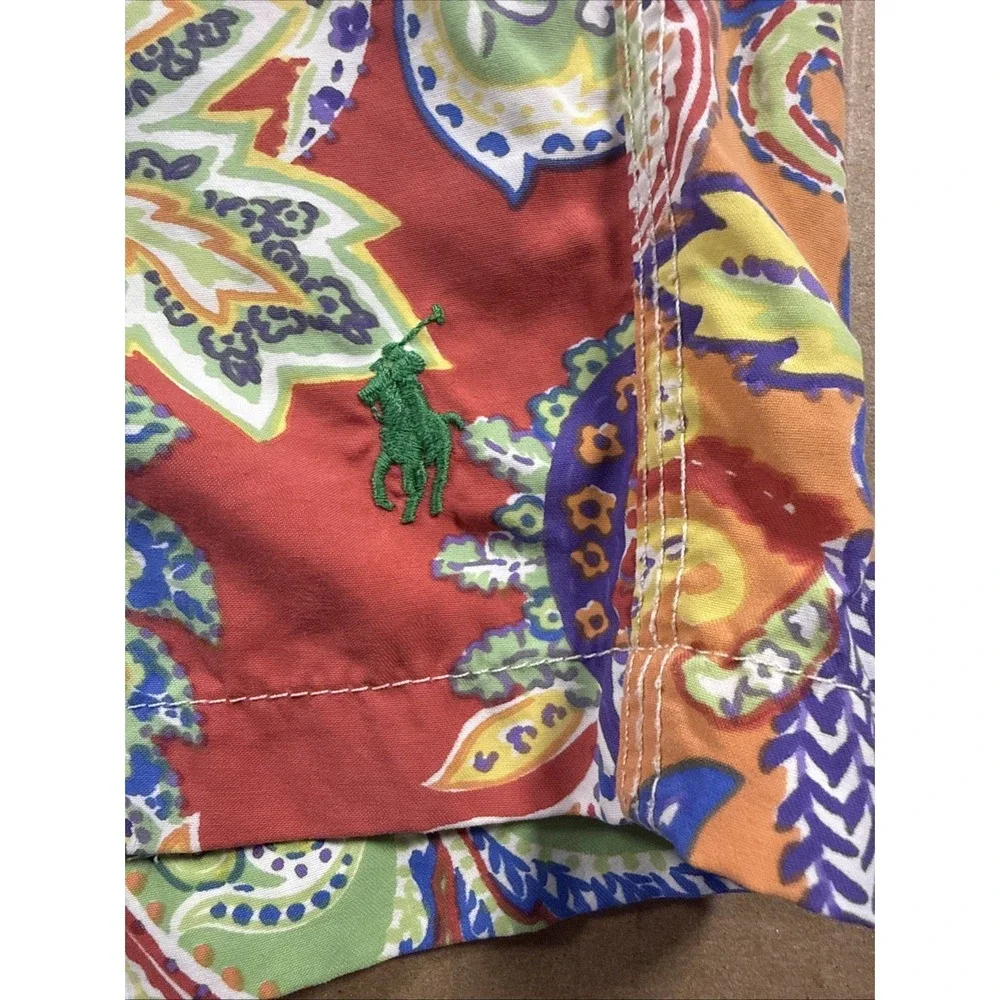Vintage Polo Ralph Lauren Swim Trunks Shorts Mens Size M Floral Paisley Lined